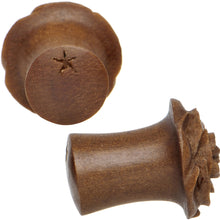 Load image into Gallery viewer, 0G Organic Sabo Wood Rose Flower Hand Carved Plug Set
