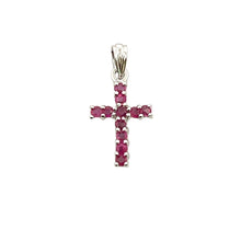 将图片加载到图库查看器，.21ct Ruby Cross Religious Pendant 10KT White Gold
