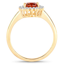 将图片加载到图库查看器，1.87 Carat Genuine Spessartite Garnet and White Diamond 14K Yellow Gold Ring
