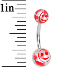 Load image into Gallery viewer, Red Happy Smile Face Belly Ring
