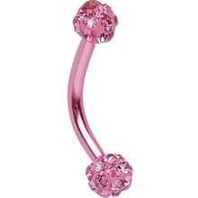将图片加载到图库查看器，16G Pink Anodized Titanium Ferido Crystal Ball Eyebrow Ring
