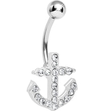 Load image into Gallery viewer, Nautical But Nice Clear Gem Anchor Belly Ring
