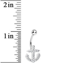 Load image into Gallery viewer, Nautical But Nice Clear Gem Anchor Belly Ring
