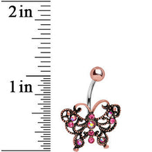 将图片加载到图库查看器，Pink Gem Antique Black Butterfly Belly Ring

