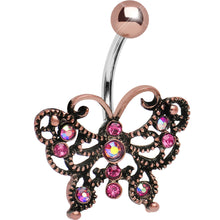 将图片加载到图库查看器，Pink Gem Antique Black Butterfly Belly Ring

