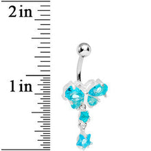 将图片加载到图库查看器，Aqua Crystal Butterfly Starshine Dangle Belly Ring
