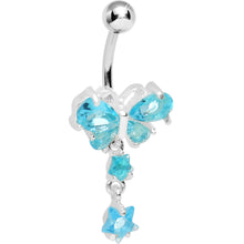 将图片加载到图库查看器，Aqua Crystal Butterfly Starshine Dangle Belly Ring
