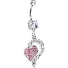 Load image into Gallery viewer, Crystalline Pink Gem Paved Passionate Heart Belly Ring
