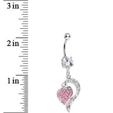 Load image into Gallery viewer, Crystalline Pink Gem Paved Passionate Heart Belly Ring
