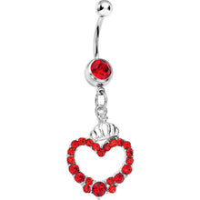 将图片加载到图库查看器，Red Gem Regal Crown Heart Belly Ring
