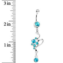 Load image into Gallery viewer, Aqua Gem Bubbles Swirl Drop Belly Ring
