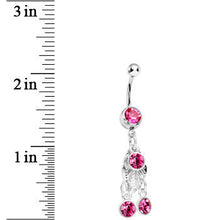 Load image into Gallery viewer, Pink Gem Leaf Dangle Belly Ring
