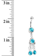 Load image into Gallery viewer, Aqua Gem Leaf Dangle Belly Ring
