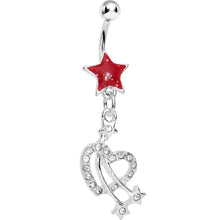 将图片加载到图库查看器，Red Shooting Stars and Hearts Belly Ring
