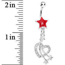 将图片加载到图库查看器，Red Shooting Stars and Hearts Belly Ring

