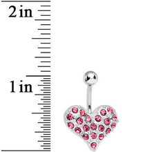 Load image into Gallery viewer, Prissy Pink Crystal Heart On Belly Ring
