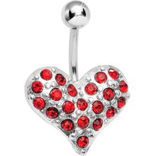 Load image into Gallery viewer, Ruby Red Crystal Heart On Belly Ring
