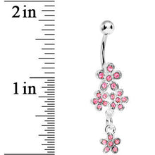 Load image into Gallery viewer, Pink Gem Flower Cluster Drop Belly Ring
