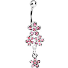 Load image into Gallery viewer, Pink Gem Flower Cluster Drop Belly Ring
