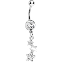 将图片加载到图库查看器，Clear Gem Star Trio Dangle Belly Ring
