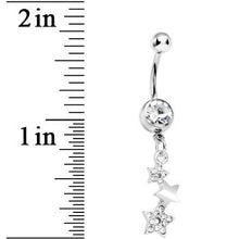 将图片加载到图库查看器，Clear Gem Star Trio Dangle Belly Ring
