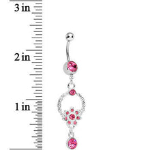 将图片加载到图库查看器，Pink Gem Infinite Flower Drop Belly Ring
