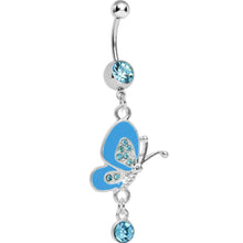 将图片加载到图库查看器，Blossoming Blue Butterfly Drop Belly Ring
