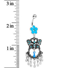 将图片加载到图库查看器，Blue Gem Butterfly Chandelier Belly Ring
