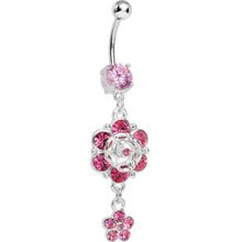 将图片加载到图库查看器，Precious Pink Flower Drop Belly Ring

