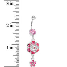 将图片加载到图库查看器，Precious Pink Flower Drop Belly Ring
