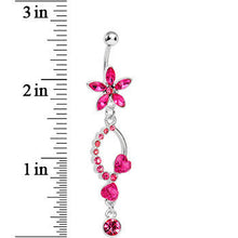 将图片加载到图库查看器，Pink Gem Flirty Flower Drop Belly Ring
