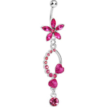 将图片加载到图库查看器，Pink Gem Flirty Flower Drop Belly Ring
