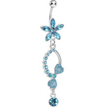 将图片加载到图库查看器，Blue Gem Flirty Flower Drop Belly Ring
