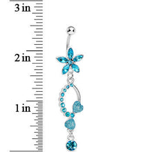 将图片加载到图库查看器，Blue Gem Flirty Flower Drop Belly Ring
