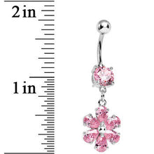 将图片加载到图库查看器，Pink Gem Flower Dazzler Dangle Belly Ring

