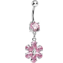将图片加载到图库查看器，Pink Gem Flower Dazzler Dangle Belly Ring
