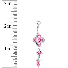 Load image into Gallery viewer, Pink Gem Enchanting Fairytale Floral Dangle Belly  Ring
