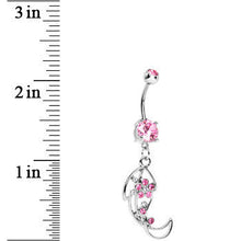 将图片加载到图库查看器，Pink Gem Twisted Leaf Belly Ring
