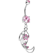 将图片加载到图库查看器，Pink Gem Twisted Leaf Belly Ring
