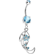 将图片加载到图库查看器，Aqua Gem Twisted Leaf Belly Ring
