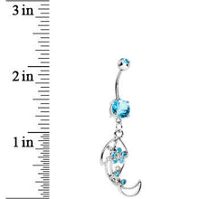 将图片加载到图库查看器，Aqua Gem Twisted Leaf Belly Ring
