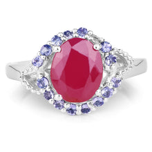 Load image into Gallery viewer, 4.03 Carat Genuine Glass Filled Ruby &amp; Tanzanite .925 Sterling Silver Ring
