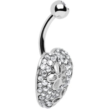 Load image into Gallery viewer, Clear Cubic Zirconia Paved Floral Heart Belly Ring
