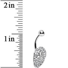 Load image into Gallery viewer, Clear Cubic Zirconia Paved Floral Heart Belly Ring
