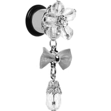 Load image into Gallery viewer, Steel Clear Flower Mesh Bow Dangle Plug Sizes 5mm to 12mm
