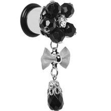 Load image into Gallery viewer, Steel Black Flower Mesh Bow Dangle Plug Sizes 5mm to 12mm
