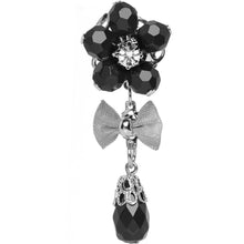 Load image into Gallery viewer, Steel Black Flower Mesh Bow Dangle Plug Sizes 5mm to 12mm
