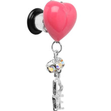 Load image into Gallery viewer, Steel Pink Heart Love Dangle Plug Sizes 5mm to 12mm
