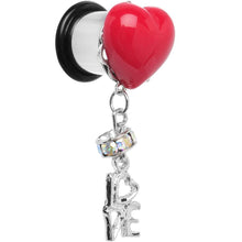 Load image into Gallery viewer, Steel Red Heart Love Dangle Plug Sizes 5mm to 12mm
