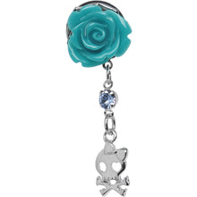 将图片加载到图库查看器，Aqua Rose Flower Skull Crossbones Dangle Plug Sizes 5mm to 12mm
